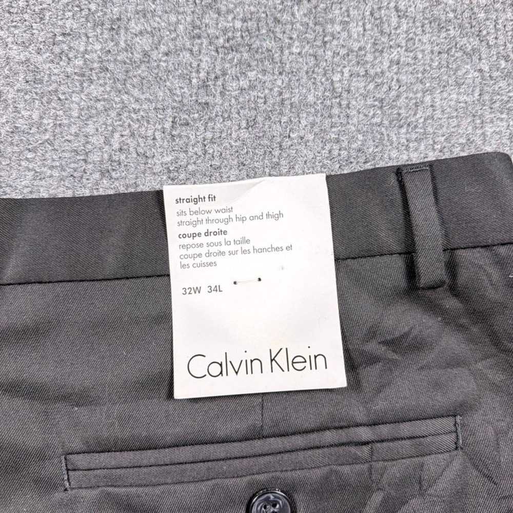 Calvin Klein Dress Pants Mens 32x34 Black Straight Fit Flat Front NWT - Picture 8 of 13